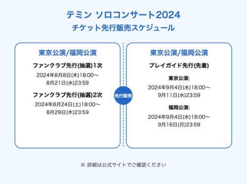 テミン ソロコンサート チケット先行販売スケジュール